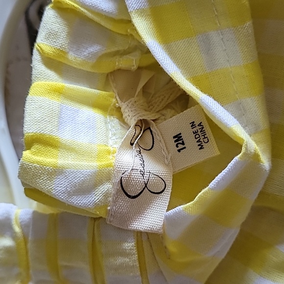 2 piece yellow gingham plaid Jessica Simpson outfit 12 mo. - Picture 5 of 5